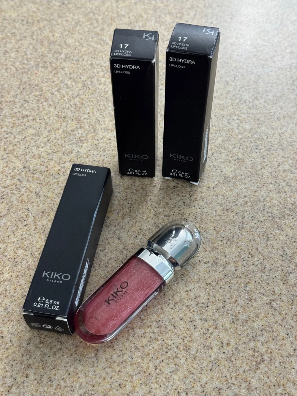 KIKO MILANO 3D Hydra Lip Gloss 17 Shine Glitter Liquid 6.5ml Pink Iridescent